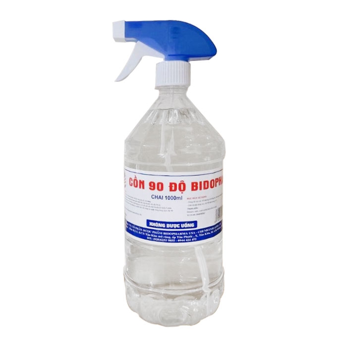 Cồn 90 độ chai 1 lít xịt  Bidopha