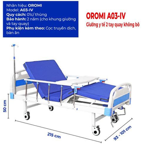 Giường y tế 2 tay quay Oromi A03-IV