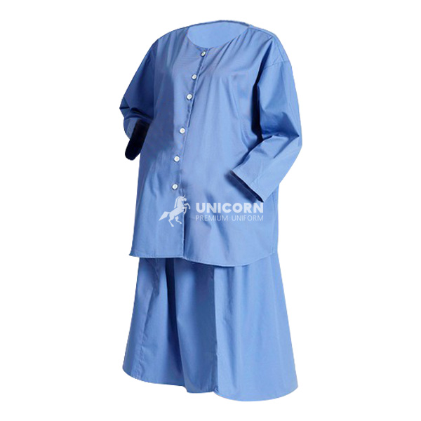 Áo váy sản phụ màu xanh dương
