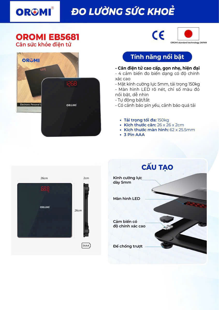 Cân sức khỏe điện tử Oromi EB5681