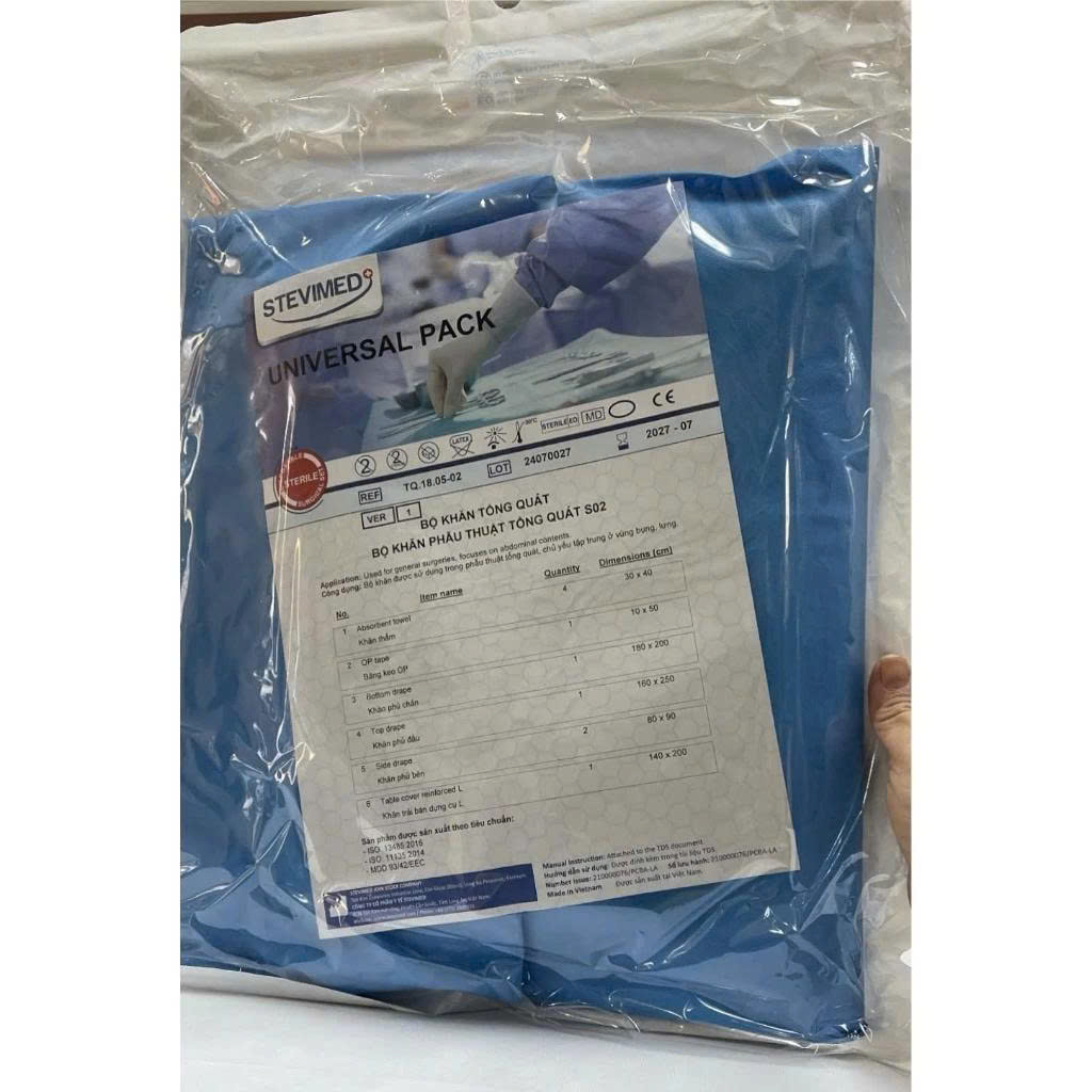 Bộ khăn phẫu thuật tổng quát S02 Stevimed (Săn mỗ đại phẫu)